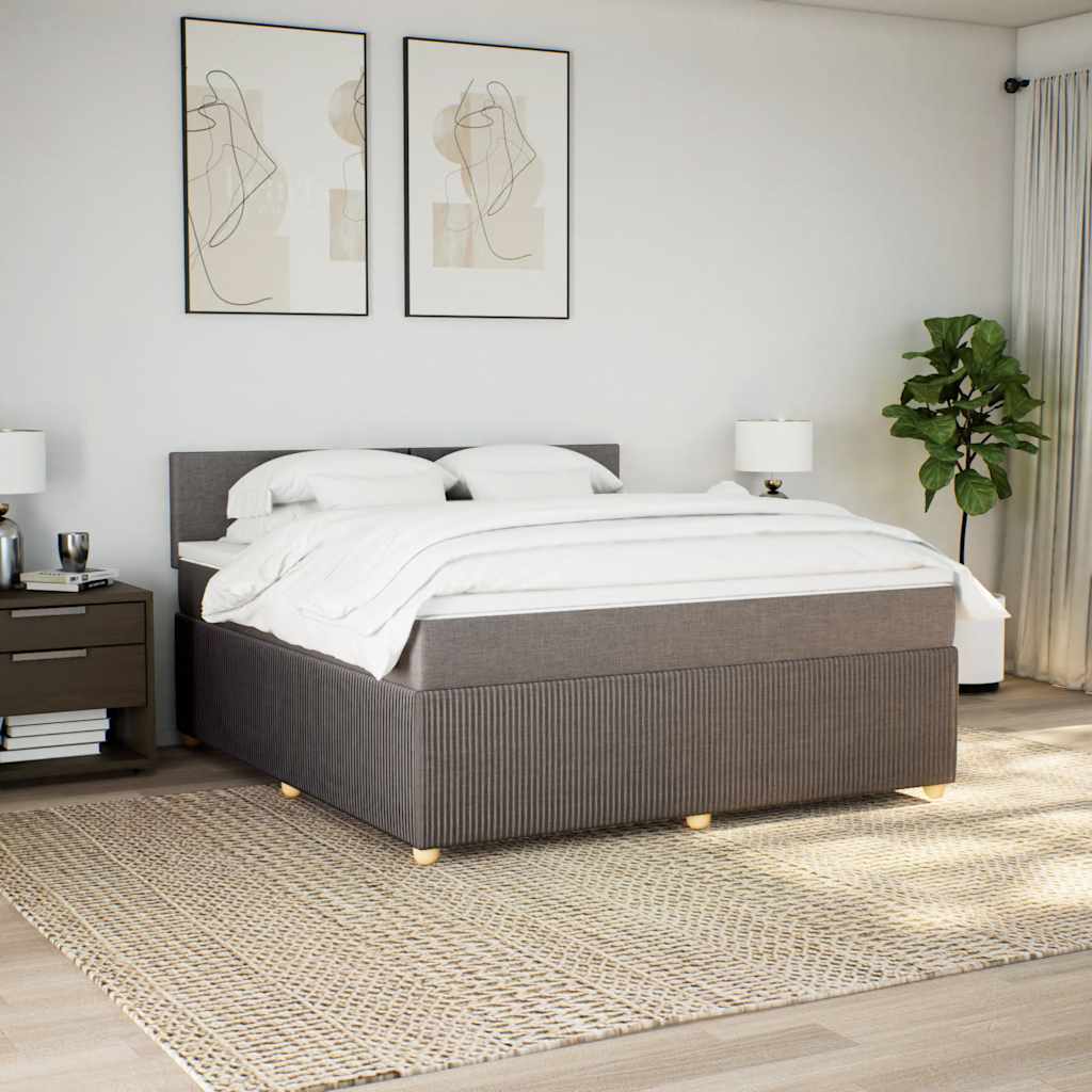 Boxspring met matras stof taupe 180x200 cm