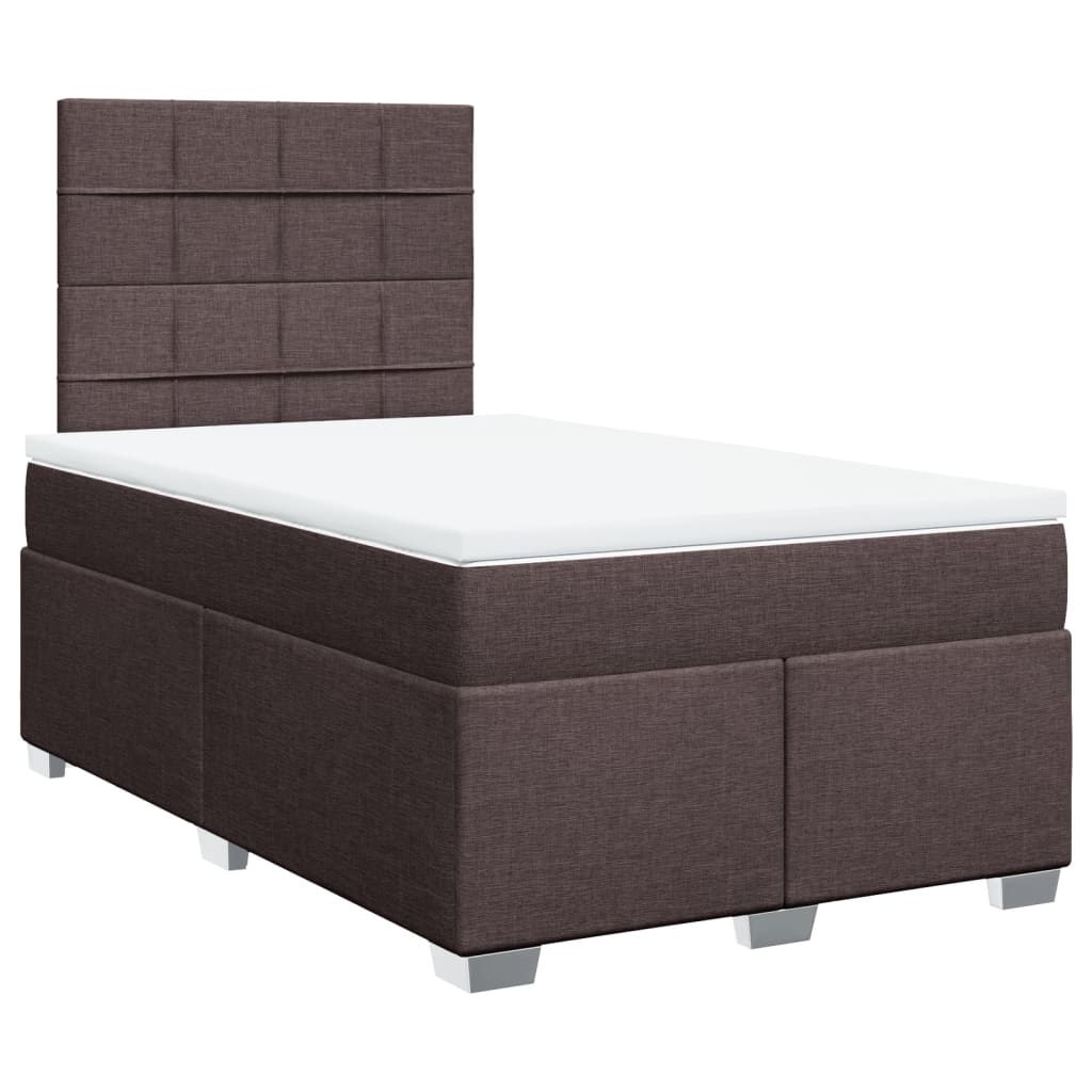 Boxspring met matras stof donkerbruin 120x190 cm