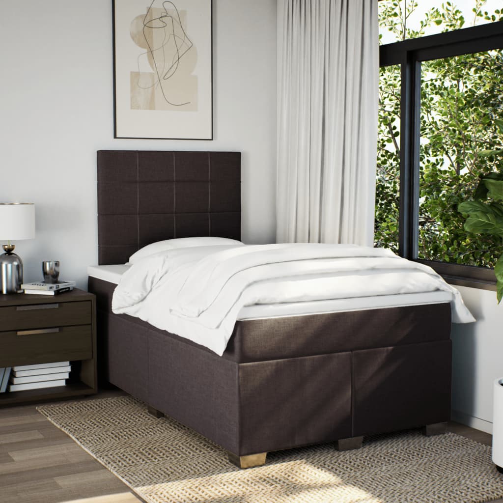Boxspring met matras stof donkerbruin 120x190 cm