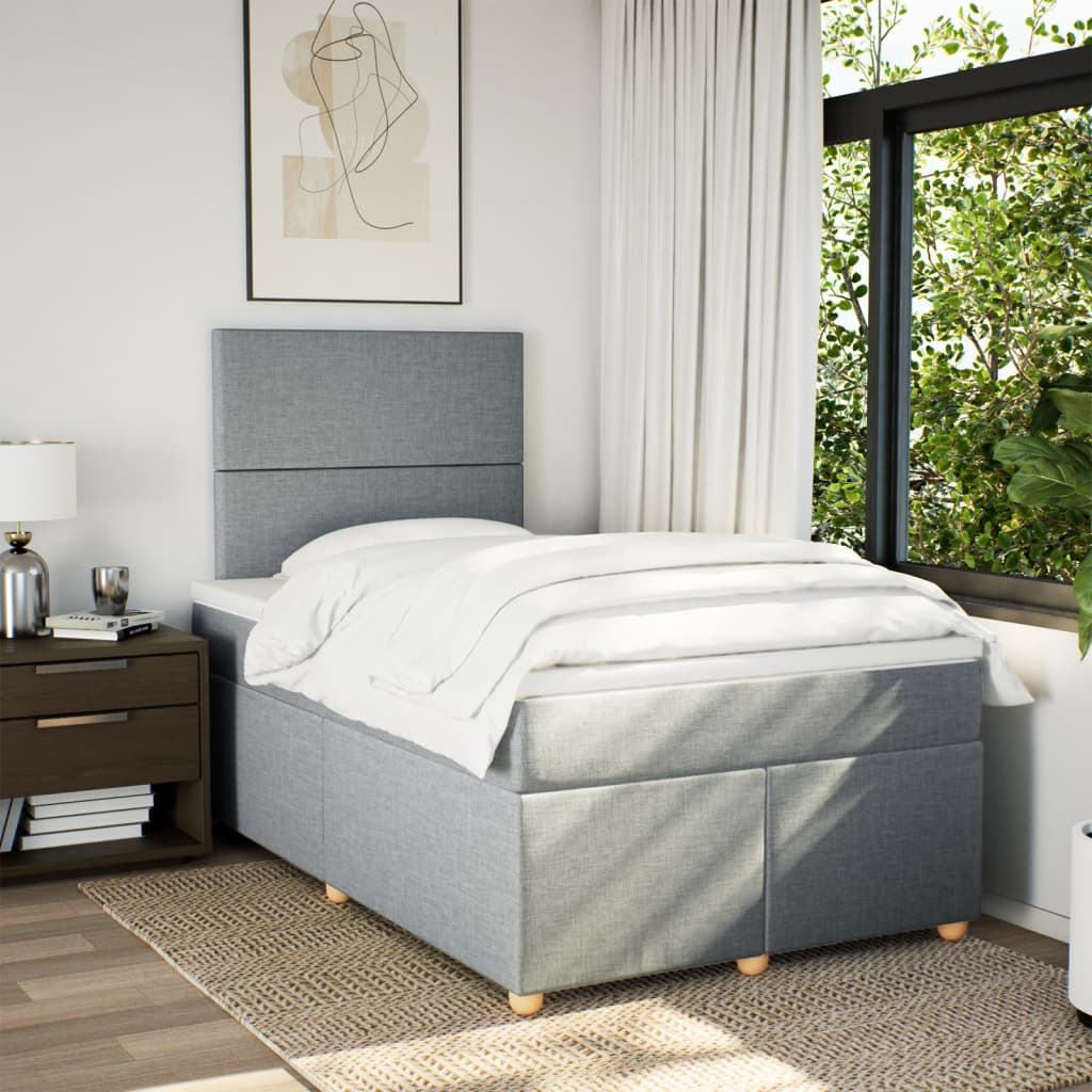Boxspring met matras stof lichtgrijs 120x190 cm