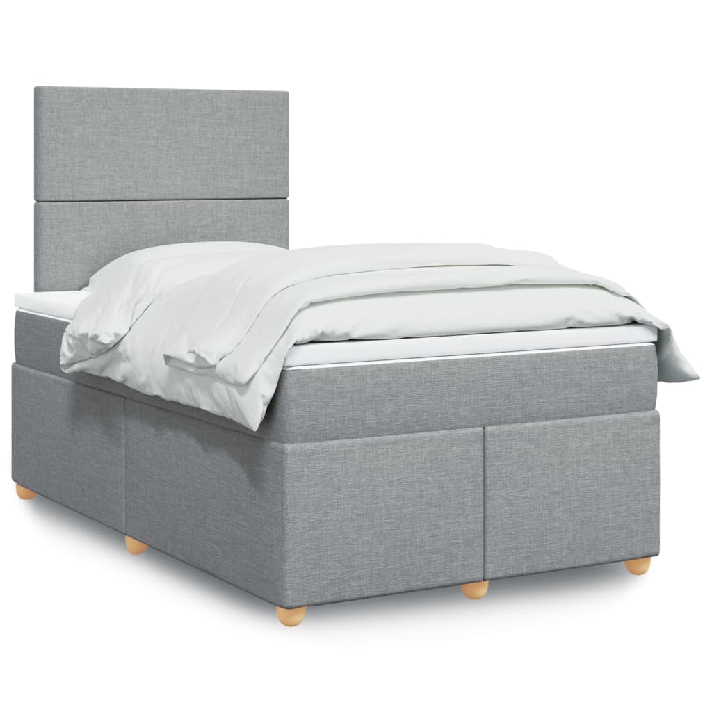 Boxspring met matras stof lichtgrijs 120x190 cm