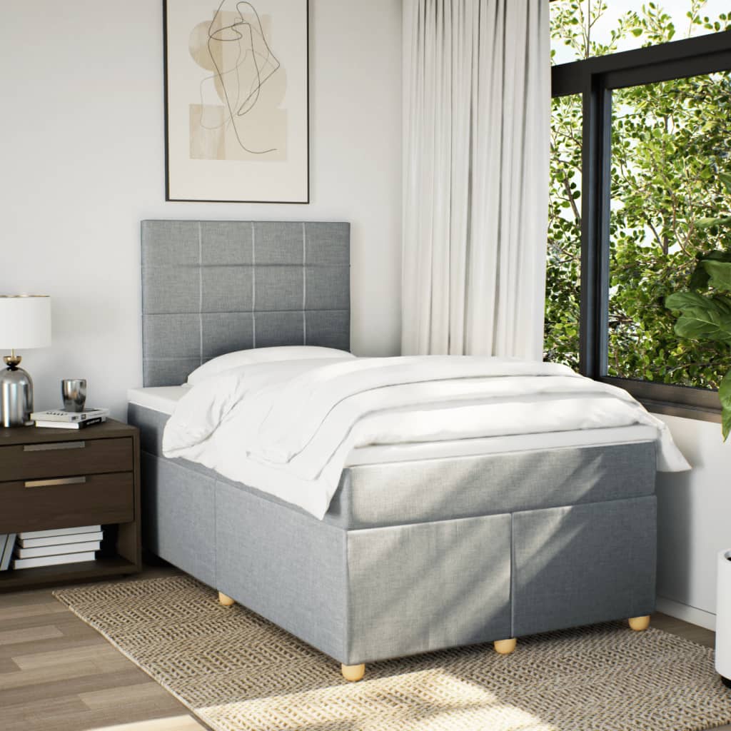 Boxspring met matras stof lichtgrijs 120x190 cm