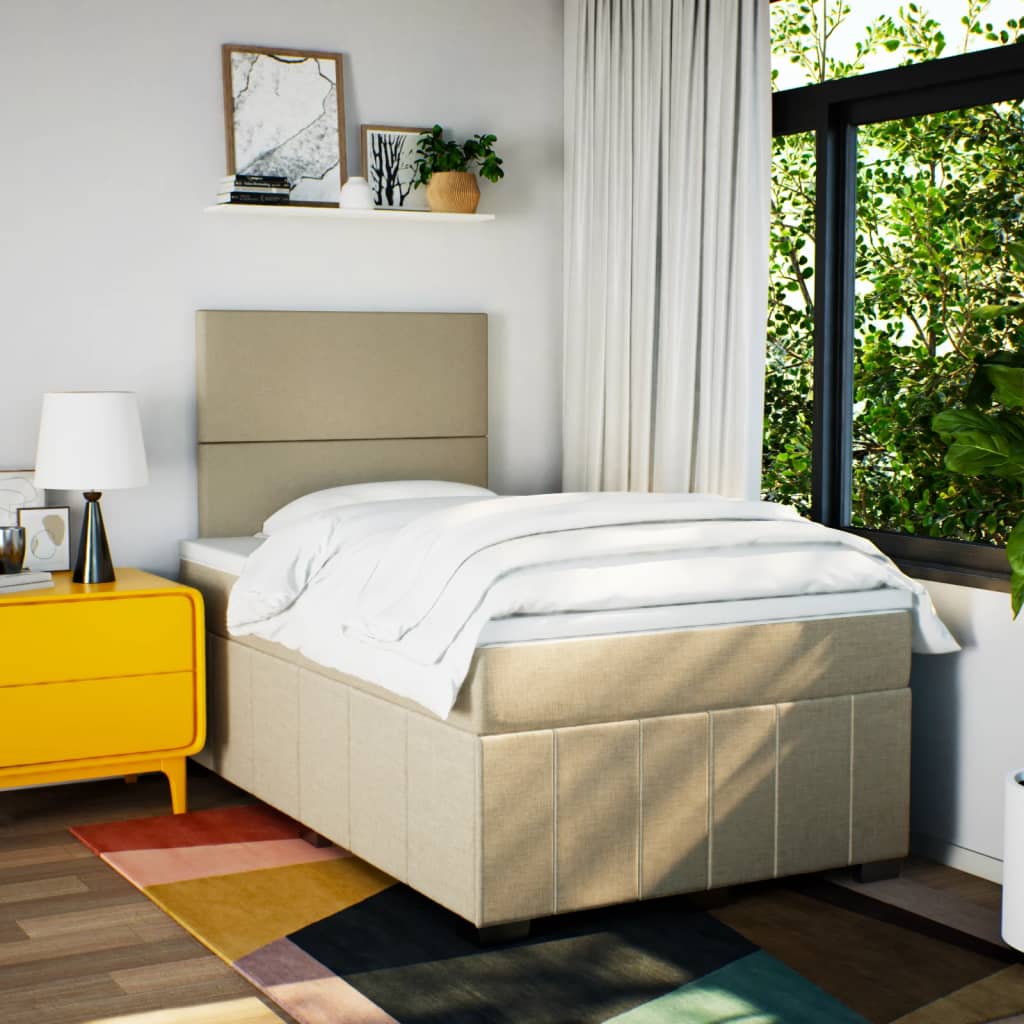 Boxspring met matras stof crèmekleurig 120x190 cm