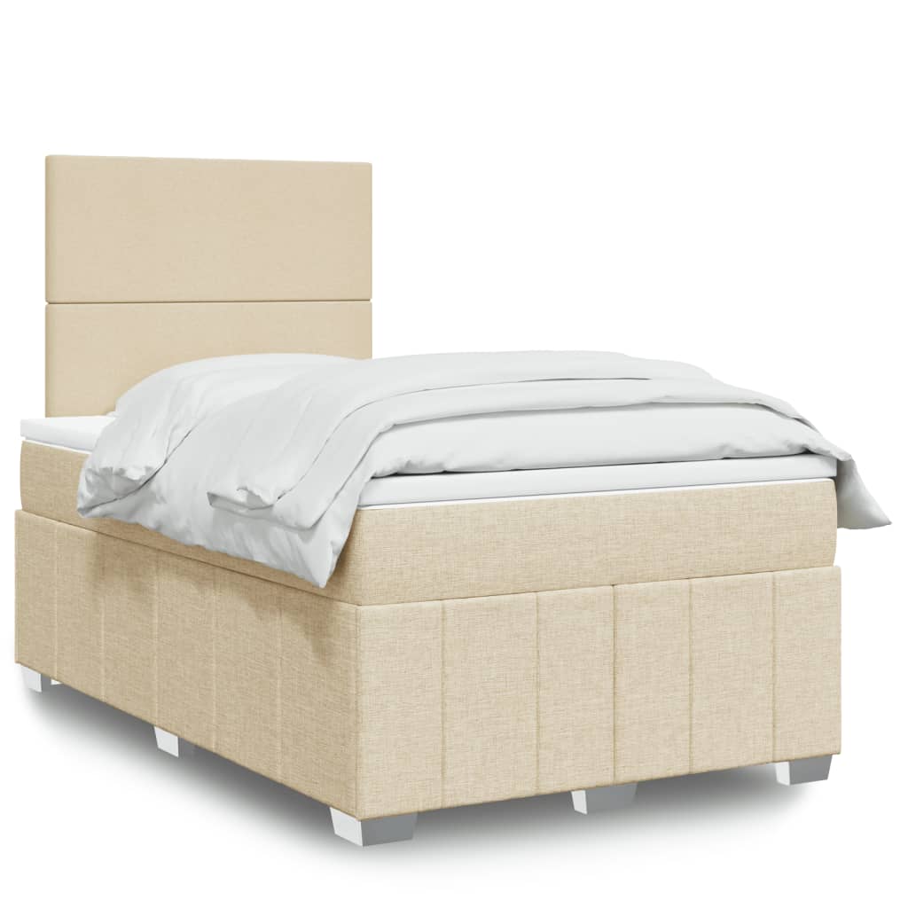 Boxspring met matras stof crèmekleurig 120x190 cm