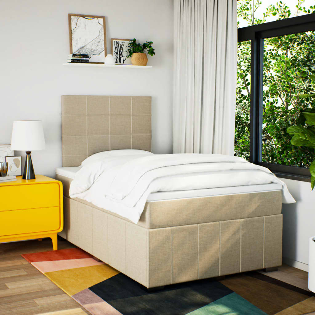 Boxspring met matras stof crèmekleurig 120x190 cm