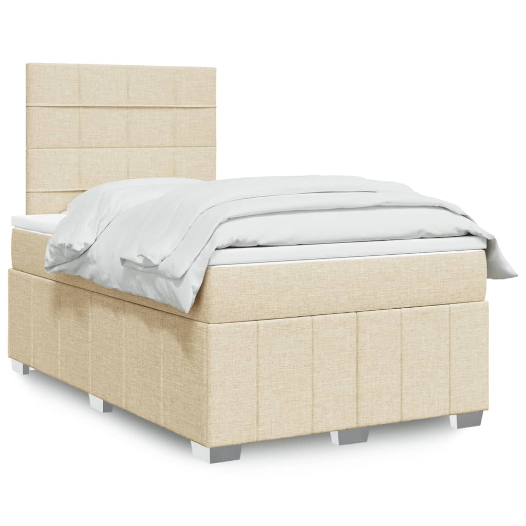 Boxspring met matras stof crèmekleurig 120x190 cm