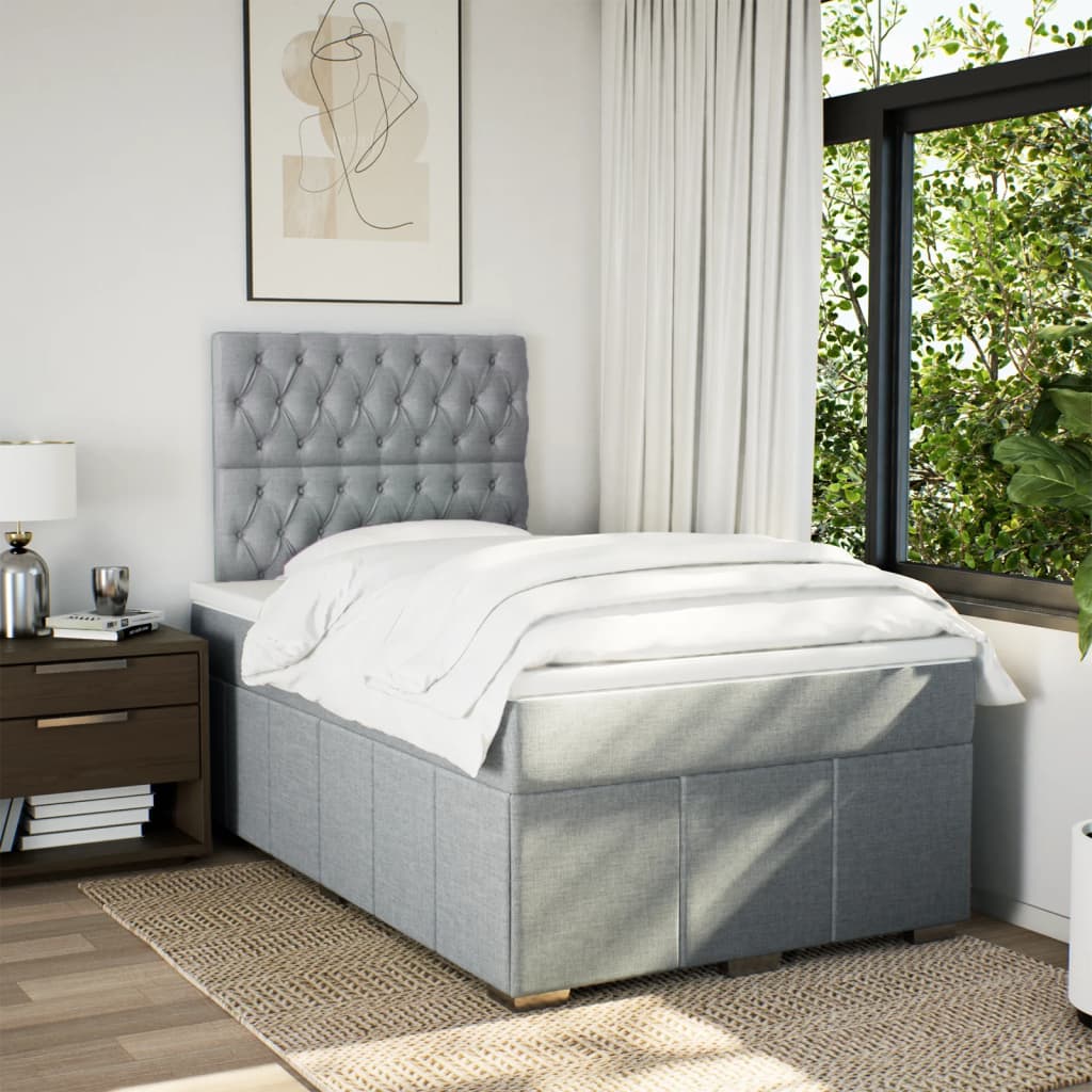 Boxspring met matras stof lichtgrijs 120x190 cm