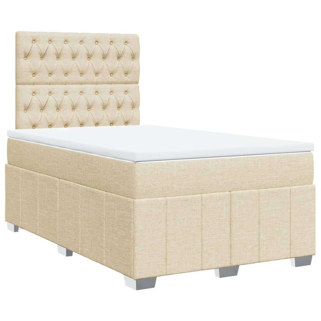 Boxspring met matras stof crèmekleurig 120x190 cm