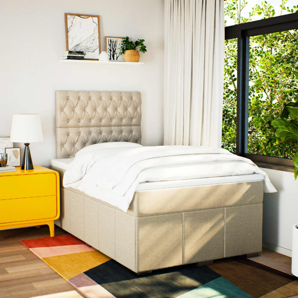 Boxspring met matras stof crèmekleurig 120x190 cm