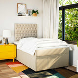 Boxspring met matras stof crèmekleurig 120x190 cm