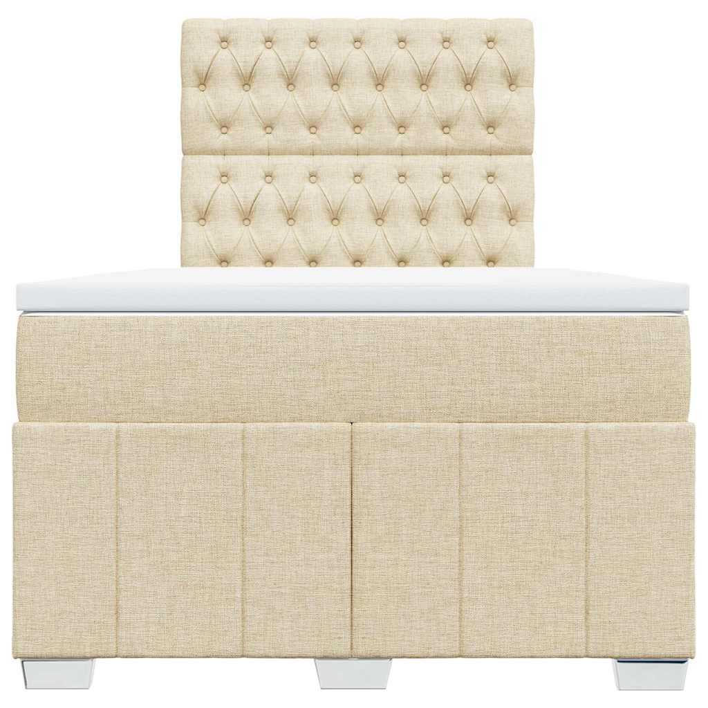 Boxspring met matras stof crèmekleurig 120x190 cm