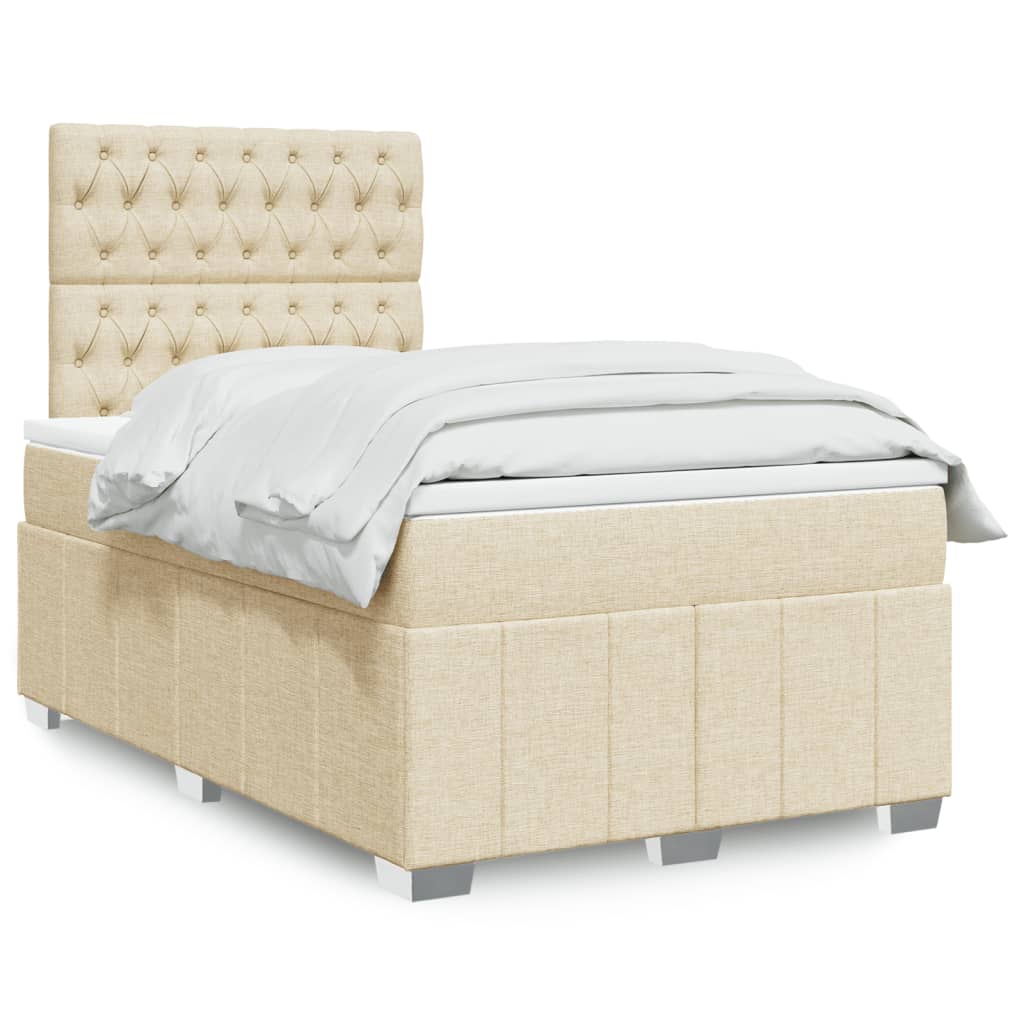 Boxspring met matras stof crèmekleurig 120x190 cm