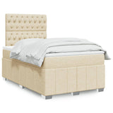 Boxspring met matras stof crèmekleurig 120x190 cm