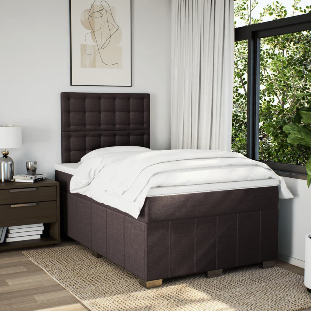 Boxspring met matras stof donkerbruin 120x190 cm