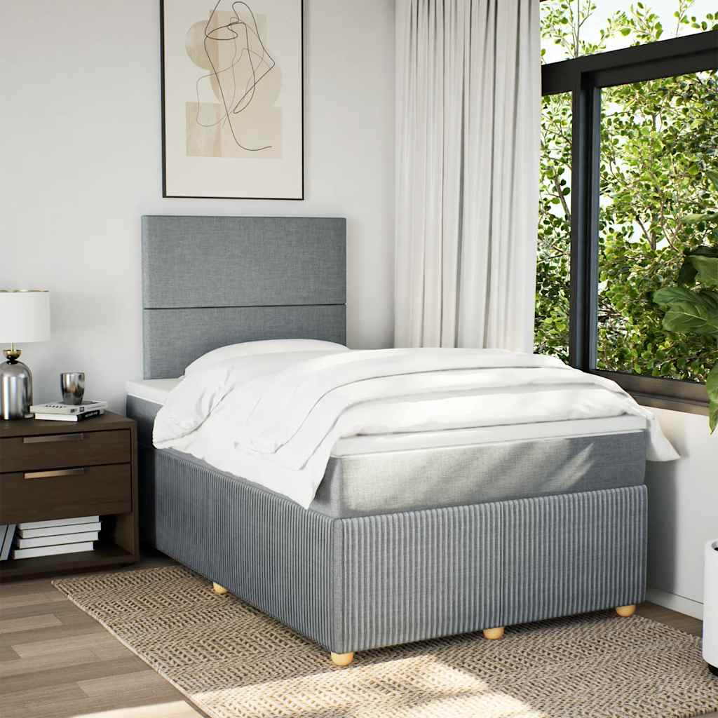 Boxspring met matras stof lichtgrijs 120x190 cm