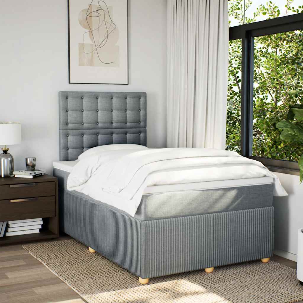 Boxspring met matras stof lichtgrijs 120x190 cm