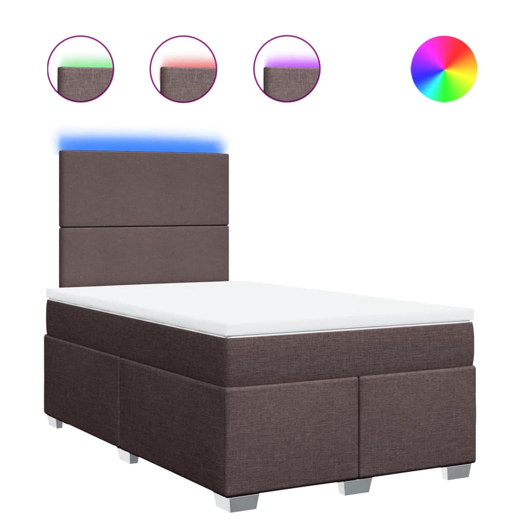 Boxspring met matras stof donkerbruin 120x190 cm