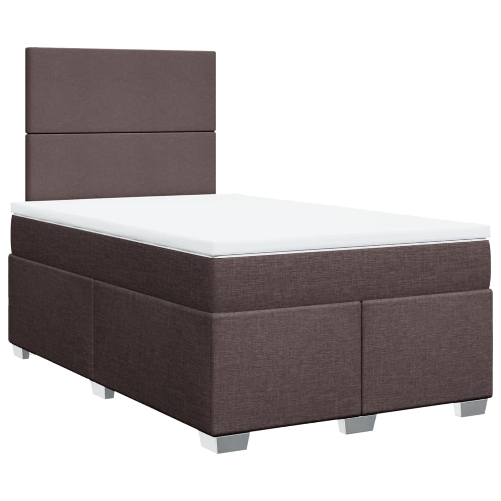 Boxspring met matras stof donkerbruin 120x190 cm