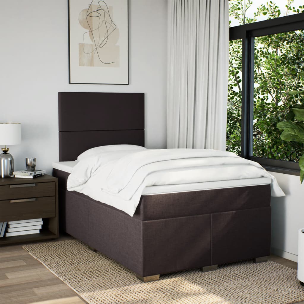 Boxspring met matras stof donkerbruin 120x190 cm