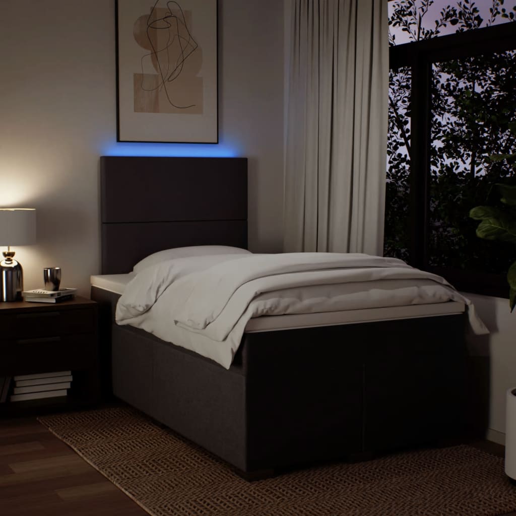 Boxspring met matras stof donkerbruin 120x190 cm