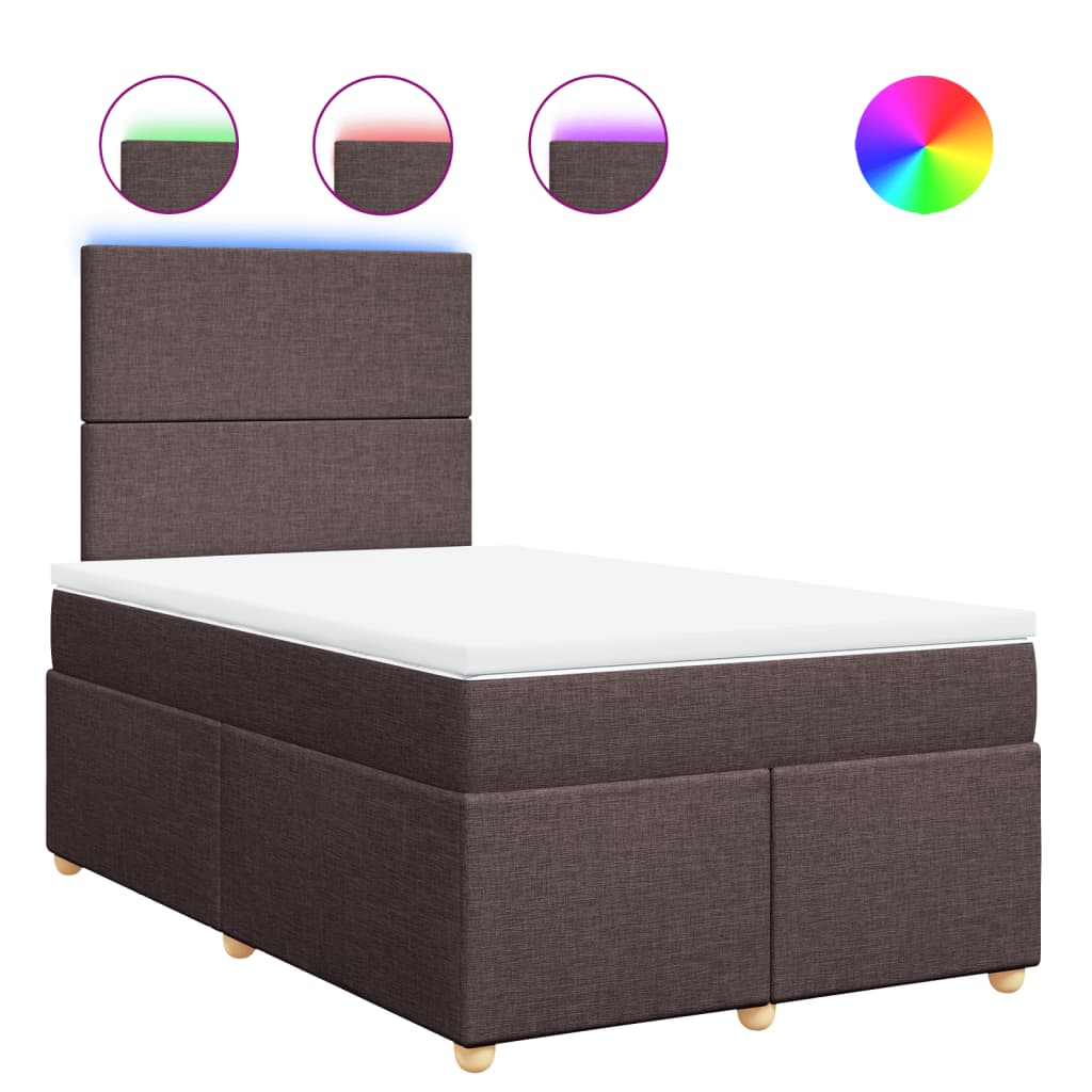 Boxspring met matras stof donkerbruin 120x190 cm