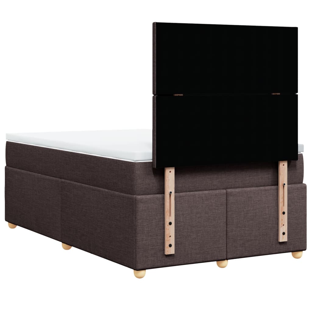 Boxspring met matras stof donkerbruin 120x190 cm
