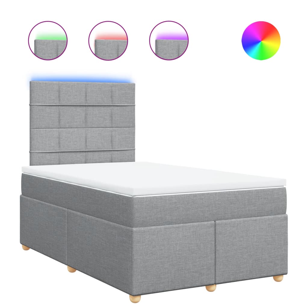 Boxspring met matras stof lichtgrijs 120x190 cm