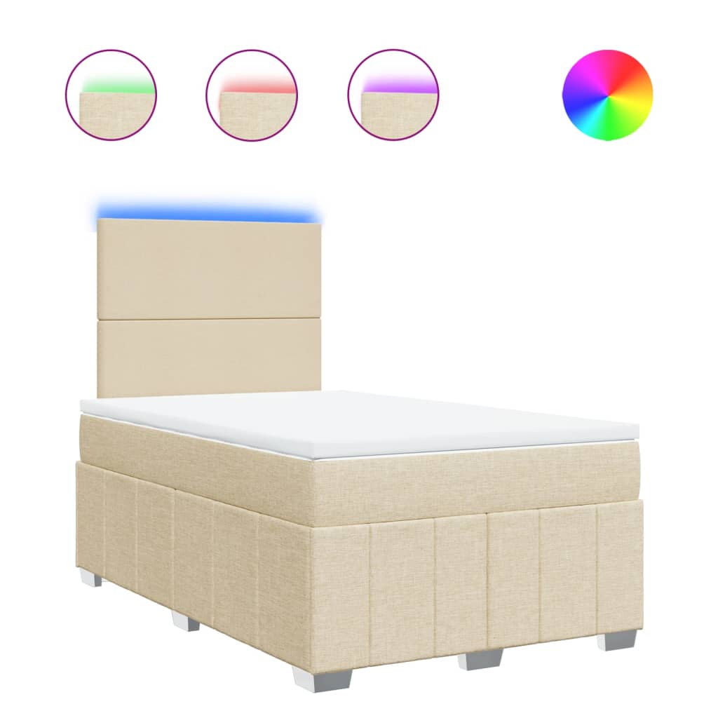 Boxspring met matras stof crèmekleurig 120x190 cm