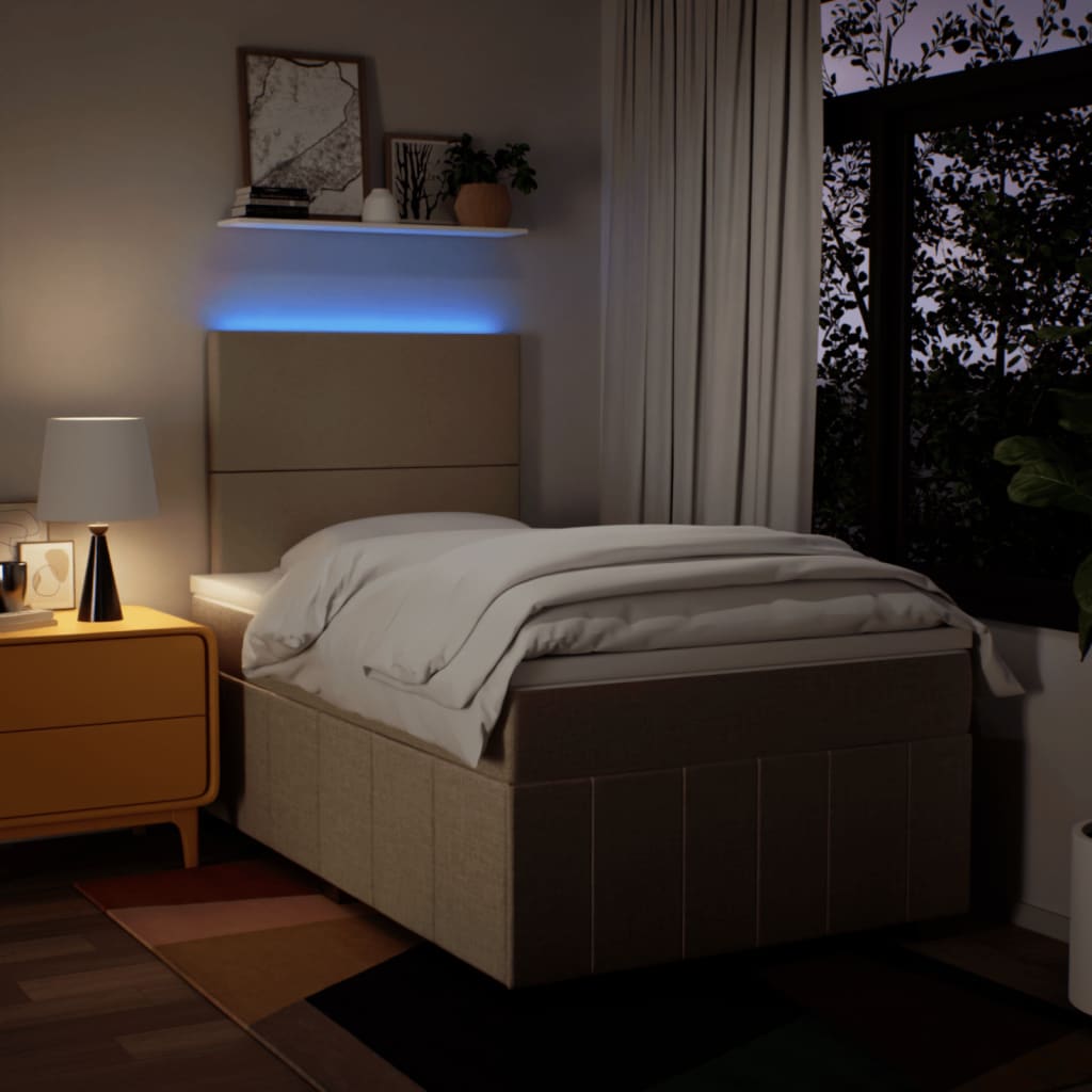 Boxspring met matras stof crèmekleurig 120x190 cm
