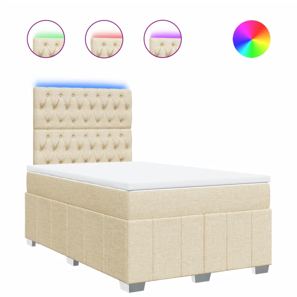 Boxspring met matras stof crèmekleurig 120x190 cm