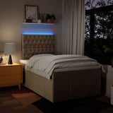 Boxspring met matras stof crèmekleurig 120x190 cm