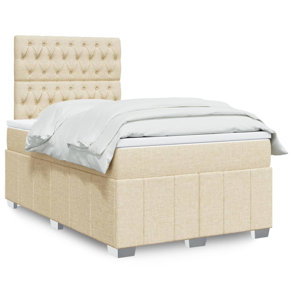 Boxspring met matras stof crèmekleurig 120x190 cm