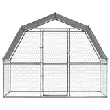 Hondenkennel met dak en deur gegalvaniseerd staal zilverkleurig - AllerleiShop