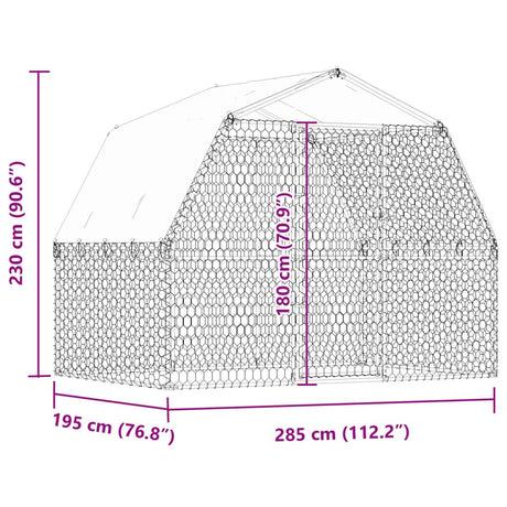 Hondenkennel met dak en deur gegalvaniseerd staal zilverkleurig - AllerleiShop