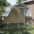 Hondenkennel met dak en deur gegalvaniseerd staal zilverkleurig - AllerleiShop