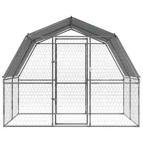 Hondenkennel met dak en deur gegalvaniseerd staal zilverkleurig - AllerleiShop