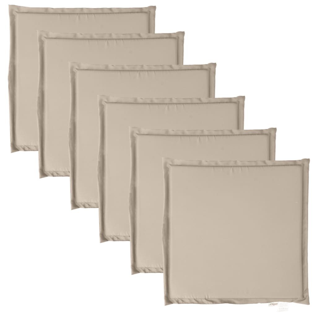 Tuinzitkussens 6 st vierkant 45x45x2 cm taupe - AllerleiShop