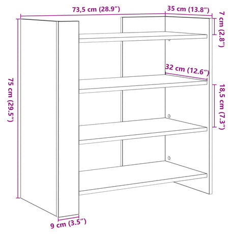 Dressoir 73,5x35x75 cm bewerkt hout gerookt eikenkleurig - AllerleiShop