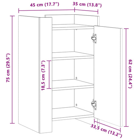 Dressoir 45x35x75 cm bewerkt hout wit - AllerleiShop