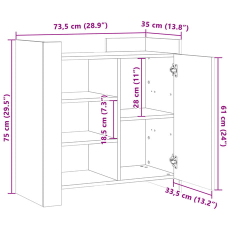 Dressoir 73,5x35x75 cm bewerkt hout zwart - AllerleiShop