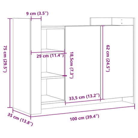 Dressoir 100x35x75 cm bewerkt hout wit - AllerleiShop