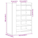 Schoenenkast 74,5x37,5x100 cm bewerkt hout wit - AllerleiShop