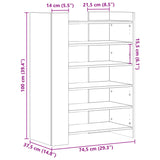 Schoenenkast 74,5x37,5x100 cm bewerkt hout sonoma eikenkleurig - AllerleiShop