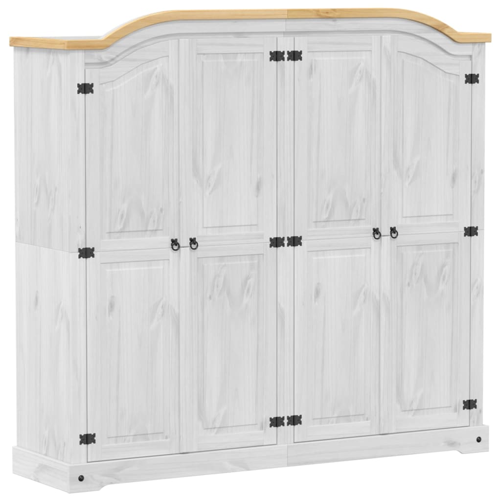 Kledingkast Corona wit 194x52x186 cm massief grenenhout - AllerleiShop