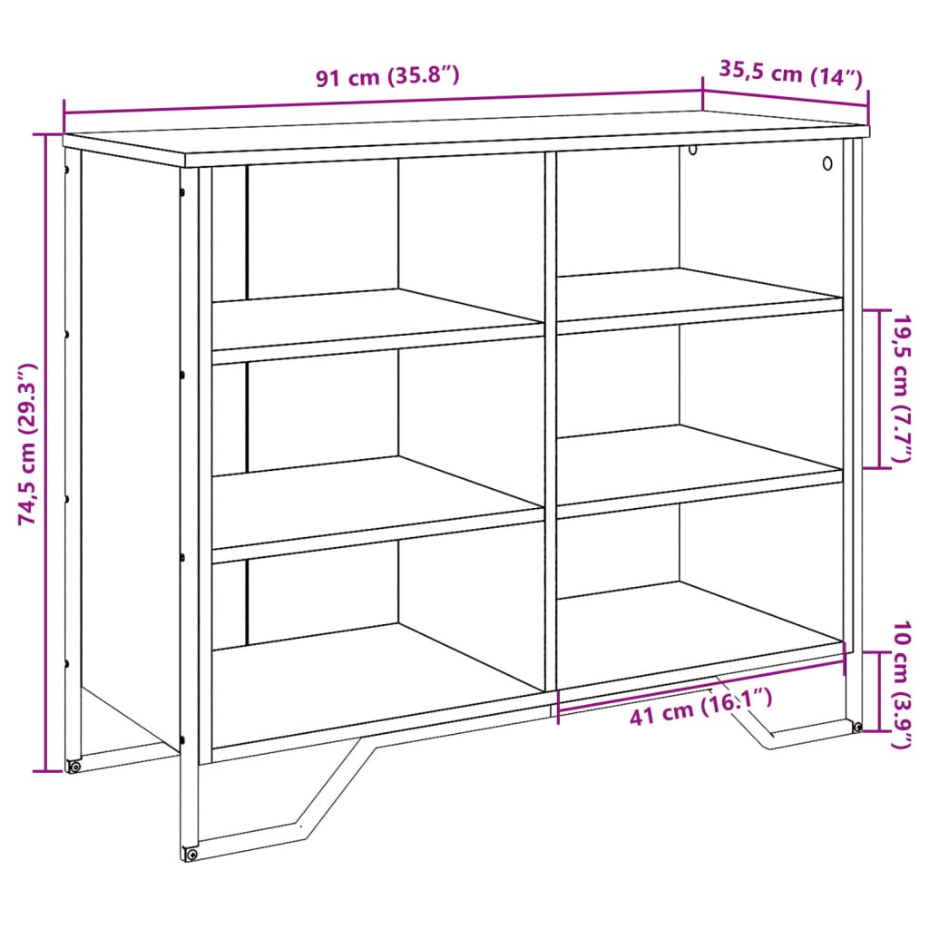 Dressoir 91x35,5x74,5 cm bewerkt hout zwart - AllerleiShop