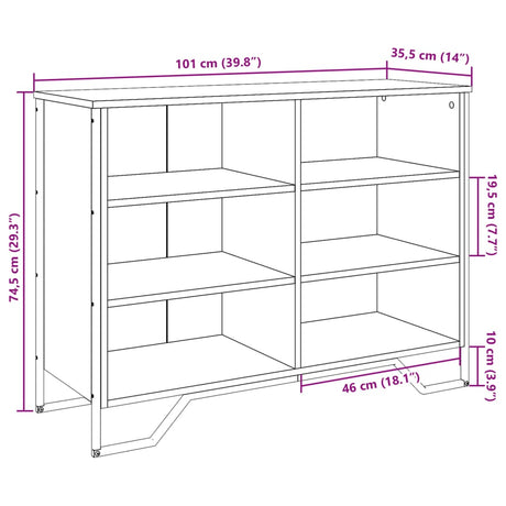 Dressoir 101x35,5x74,5 cm bewerkt hout zwart - AllerleiShop