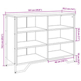 Dressoir 101x35,5x74,5cm bewerkt hout grijs sonoma eikenkleurig - AllerleiShop