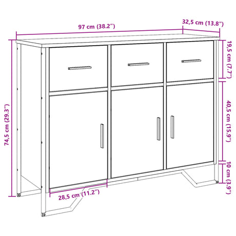 Dressoir 97x32,5x74,5 cm bewerkt hout zwart - AllerleiShop