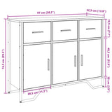 Dressoir 97x32,5x74,5 cm bewerkt hout bruin eikenkleur - AllerleiShop