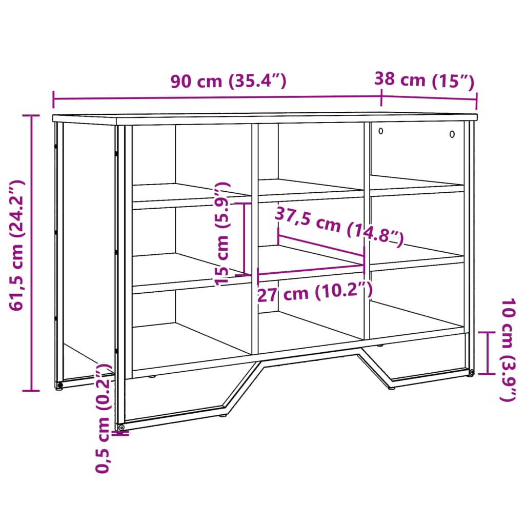 Schoenenkast 90x38x61,5 cm bewerkt hout grijs sonoma eikenkleur - AllerleiShop